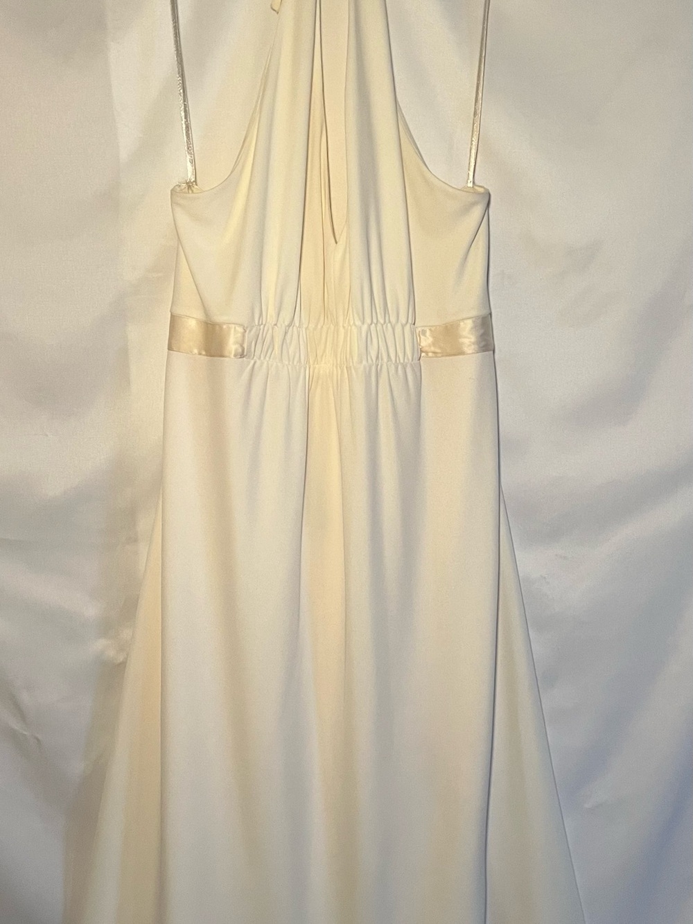 Cream Halter Maxi Dress with Satin Waistband